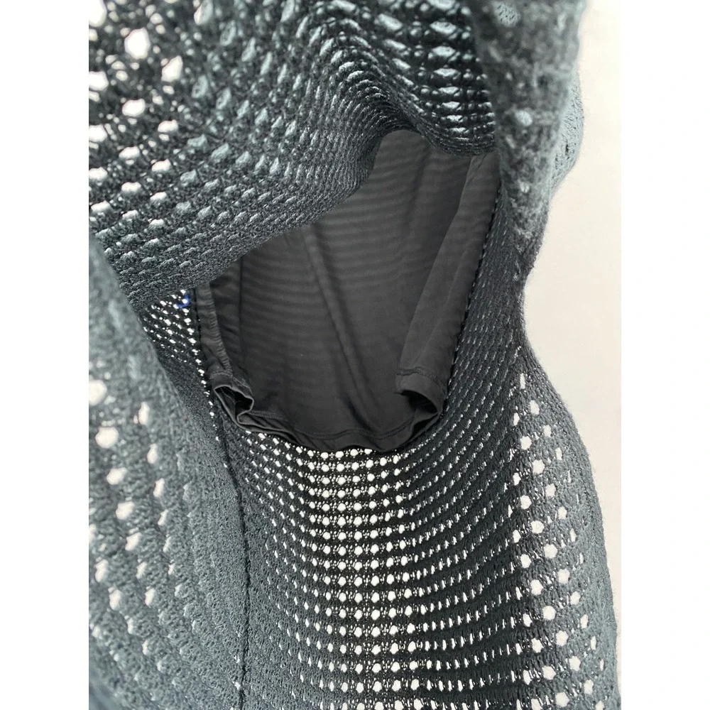 Emma & Posh Crochet Knit Midi Skirt Womens XL Black Fringe‎ Boho Beach Coverup